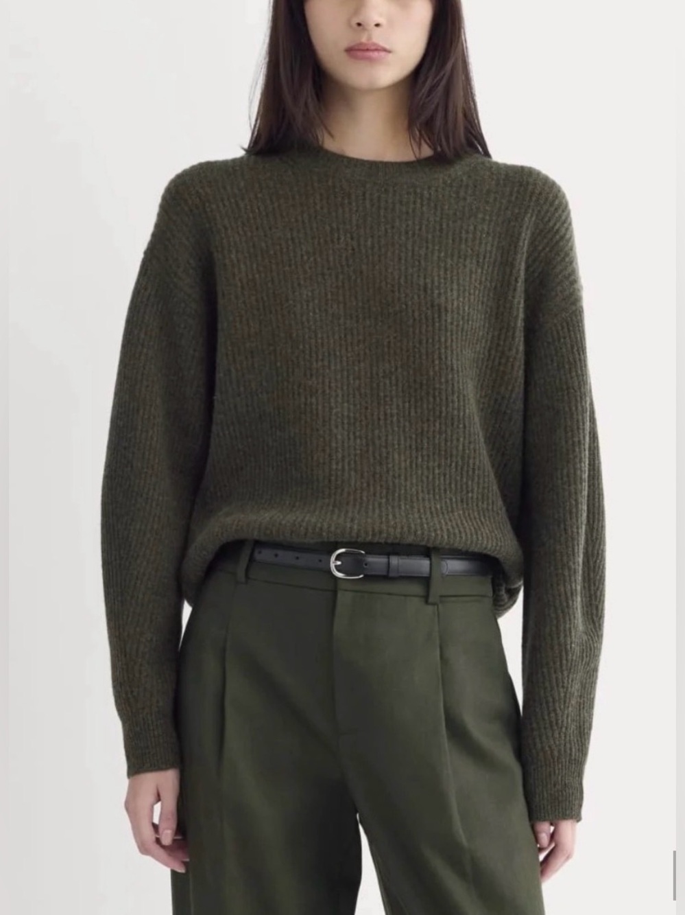 Everlane The Cocoon Crew Neck Sweater In Alpaca Dark Forest Size Small